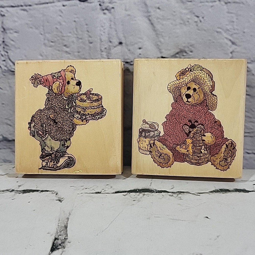 Vintage Uptown‎ Stamps Boyds Collection Teddy Bear Rubber Stamps Lot Of 2